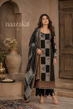 Sitara Black Embellished Unstitched Suit Set