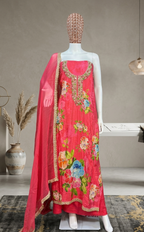 Gulbahar Bloom Pink Unstitched Suit Set