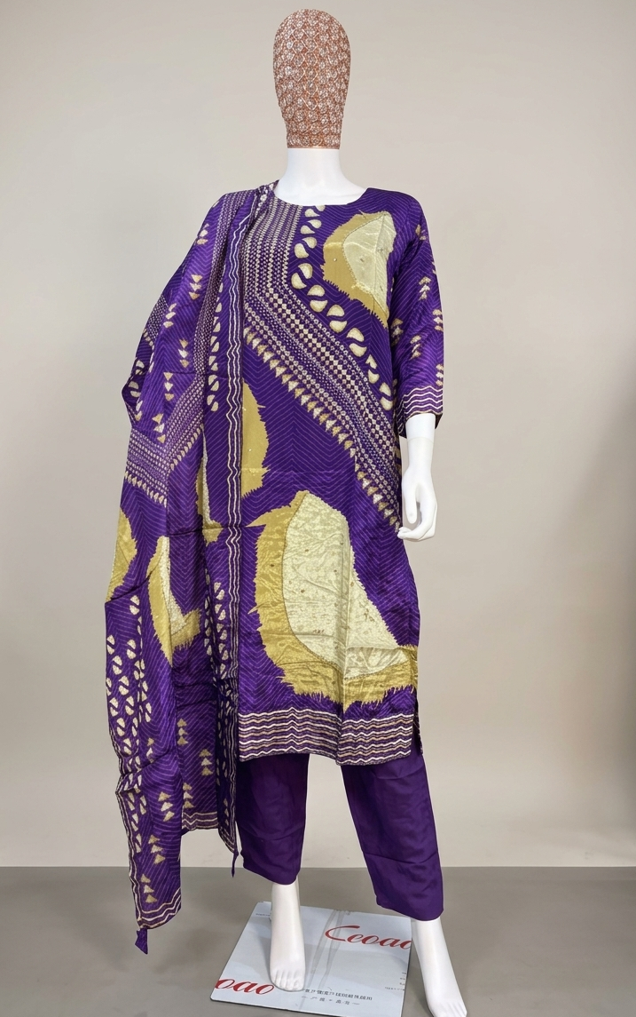 Crepe Silk 3 Piece Suit Set