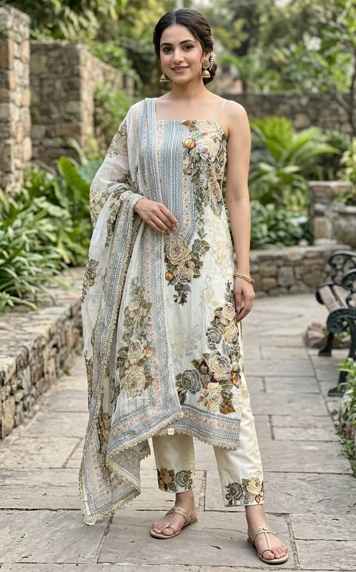 Moonlit Bloom Embellished Unstitched Suit Set