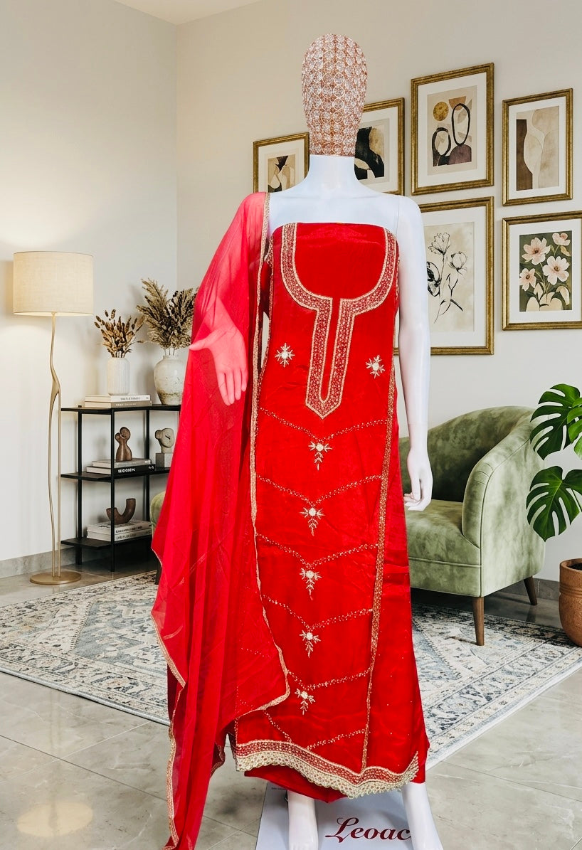 Wedding Trousseau Uppada Unstitched Silk Suit