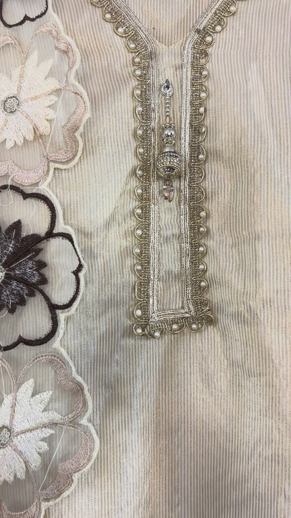 Mehtab Champagne Shimmer Suit Set